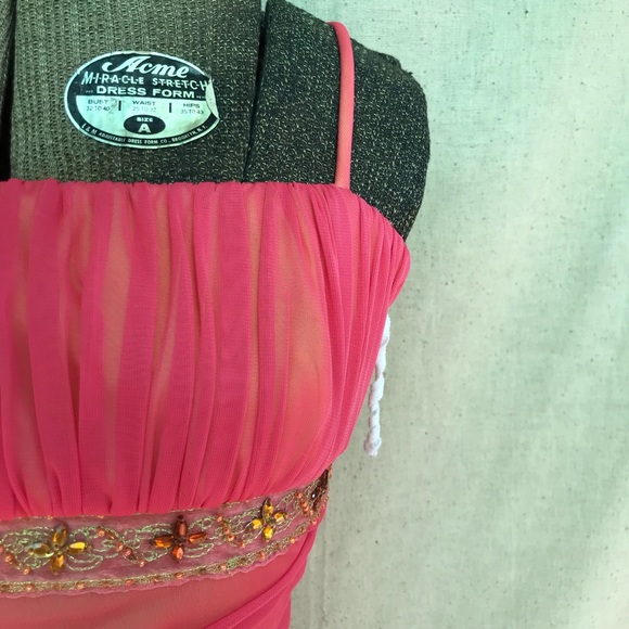 Vintage Jodi Kristopher Pink Coral and Yellow Dress - Picture 4 of 6